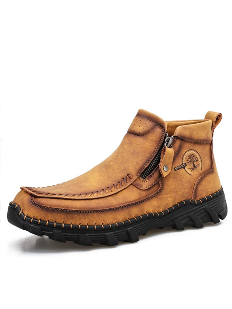 
	Men Hand Stitching Outdoor Slip Resistant Side Zipper Ankle Boots