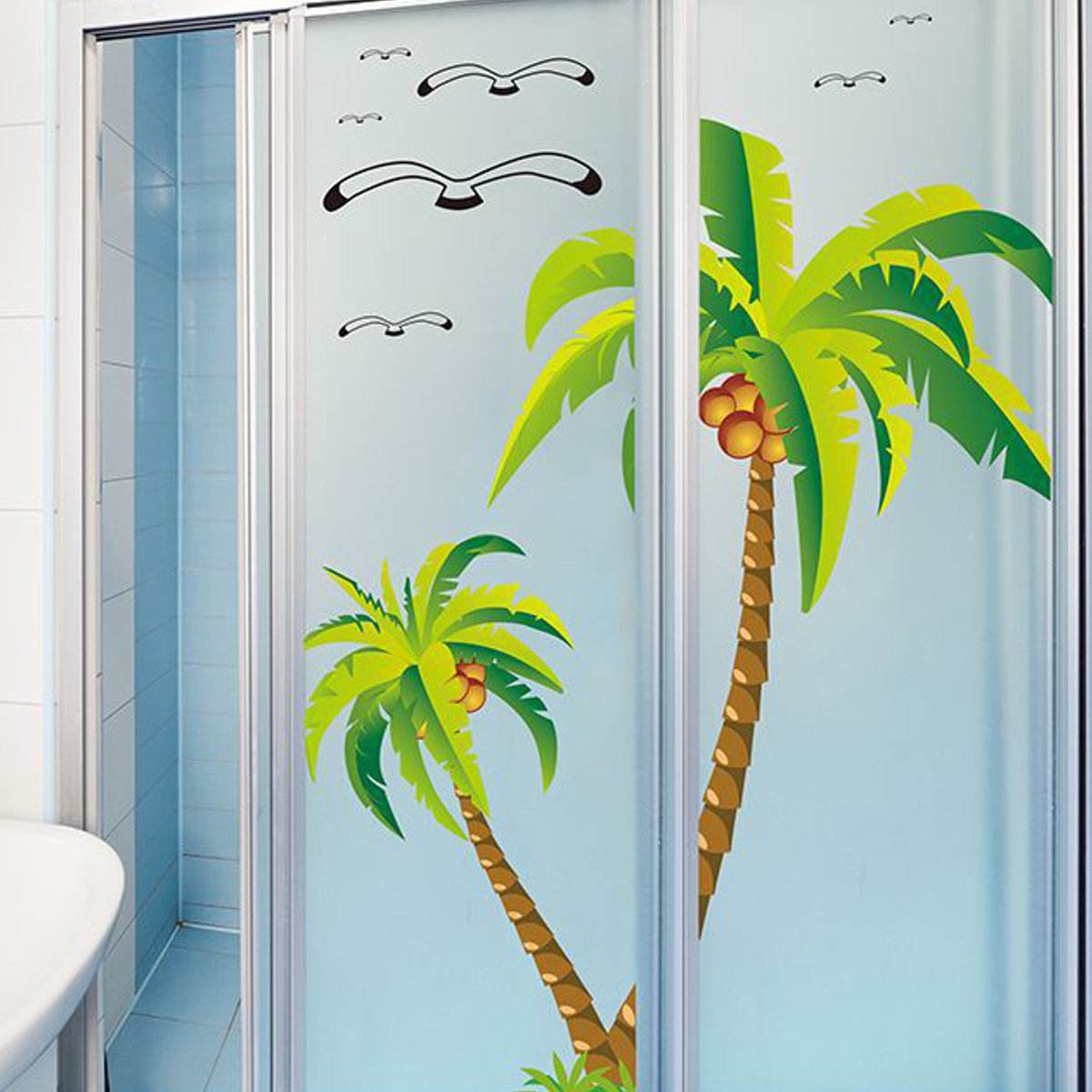 
	Coconut Palm Trees Seagulls Removable Wall Sticker Decal Art Mural Home Decor