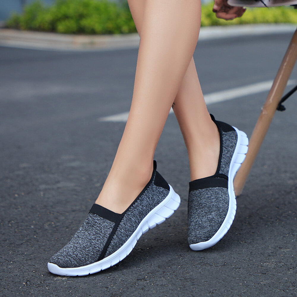 
	Elastic Band Large Size Walking Breathable Flat Casual Shoes