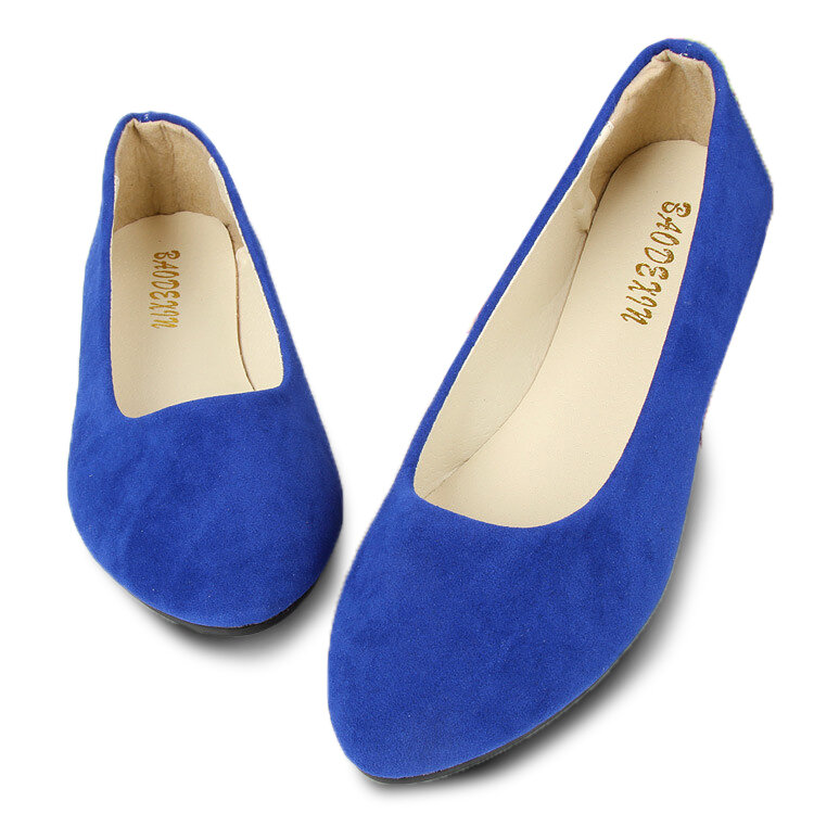 
	Big Size Suede Candy Color Pure Color Pointed Toe Light Ballet Flat Shoes