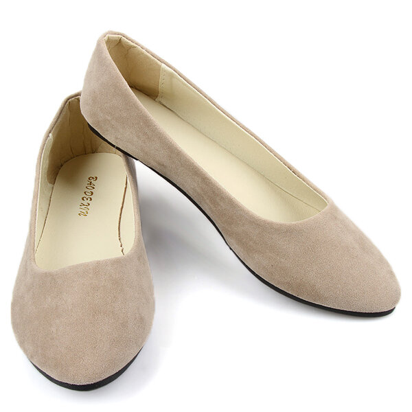 
	Big Size Suede Candy Color Pure Color Pointed Toe Light Ballet Flat Shoes