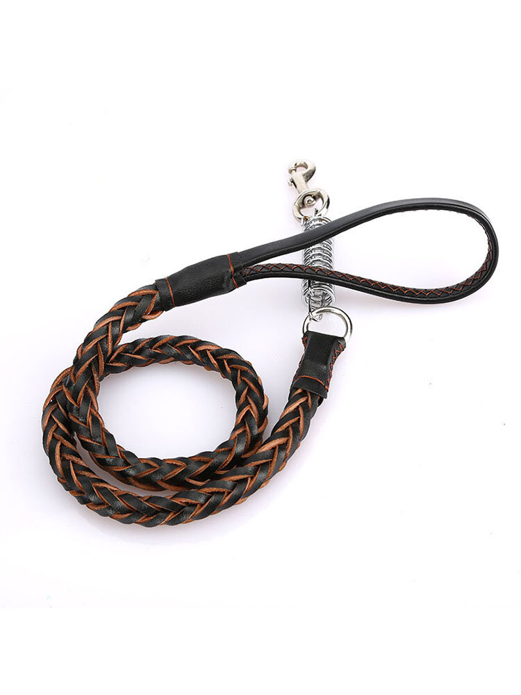 
	4 Colors Deluxe Leather Dog Lead Leash Pet Training Leather Leash for Medium Large Dog