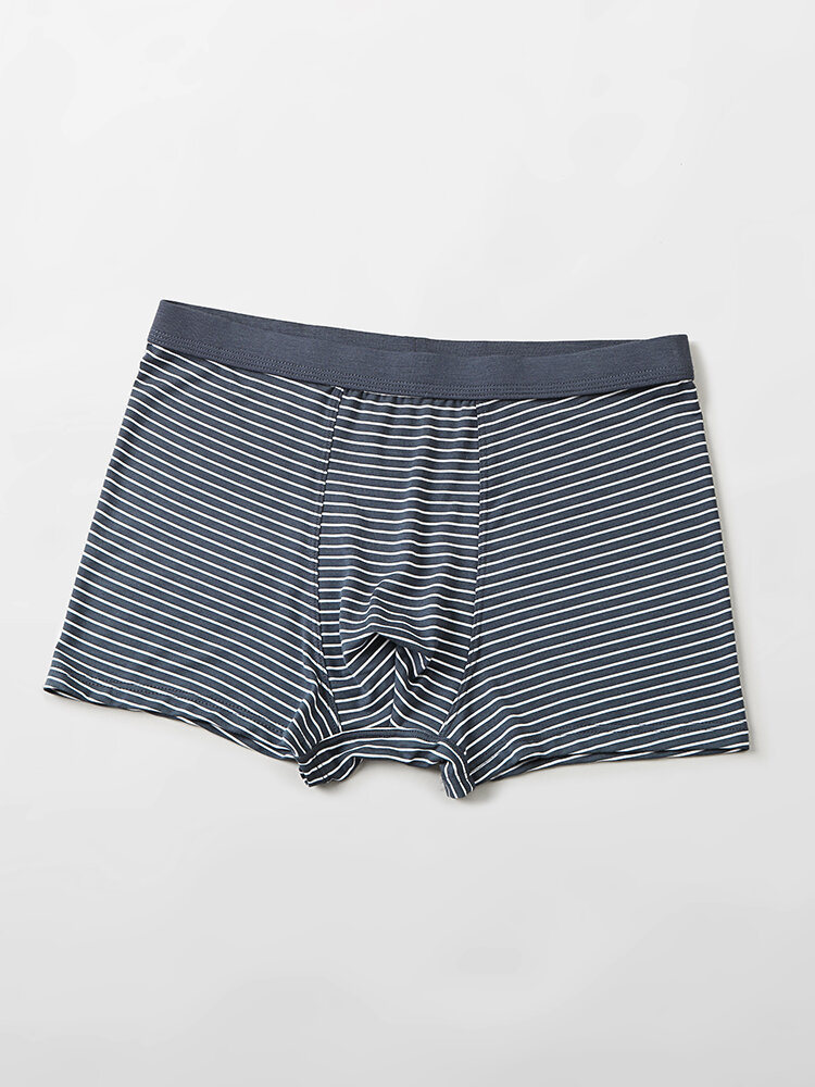 
	4 Pack Mens Pinstripe Breathable Underwear Modal Cozy Boxer Briefs With Pouch