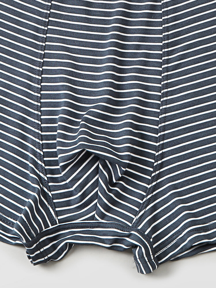 
	4 Pack Mens Pinstripe Breathable Underwear Modal Cozy Boxer Briefs With Pouch