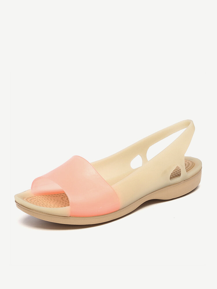 
	Mixed Candy Color Peep Toe Slingback Jelly Sandals