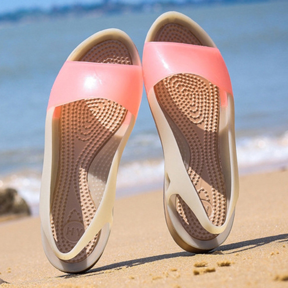 
	Mixed Candy Color Peep Toe Slingback Jelly Sandals