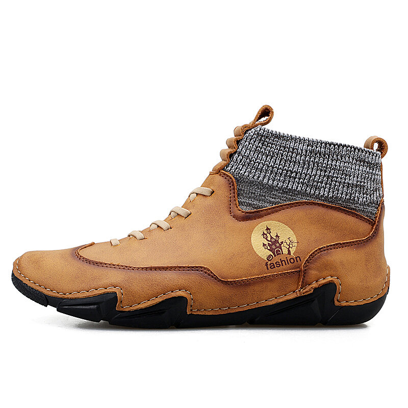 
	Men Microfiber Leather Splicing Non Slip Soft Sole Casual Ankle Boots