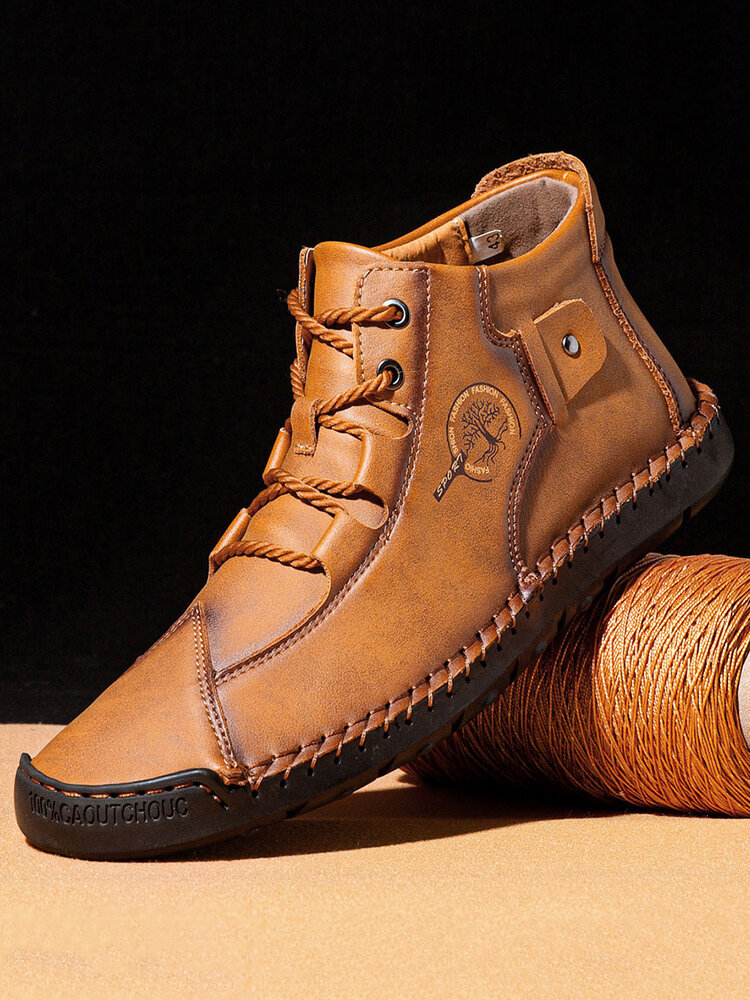 
	Men Hand Stitching Leather Non Slip Soft Sole Casual Ankle Boots