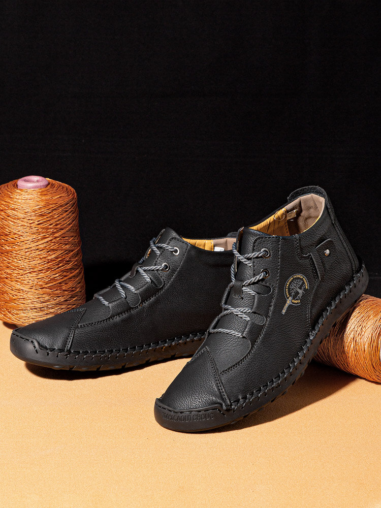 
	Men Hand Stitching Leather Non Slip Soft Sole Casual Ankle Boots