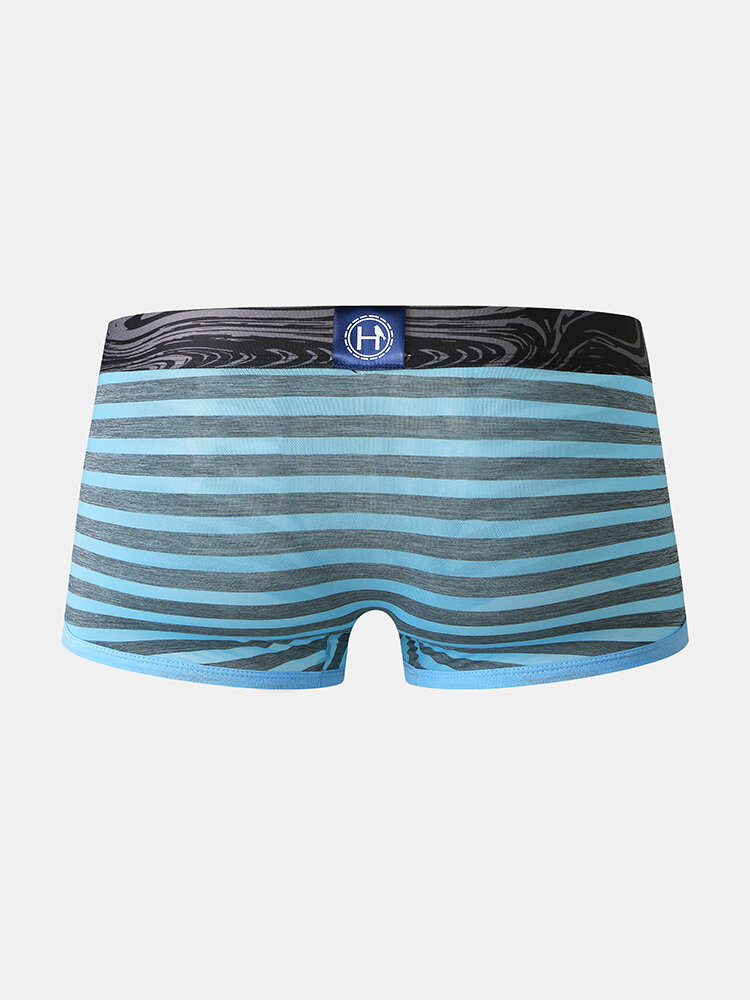 
	Ice Silk Striped Comfy Breathable Boxer Briefs For Men