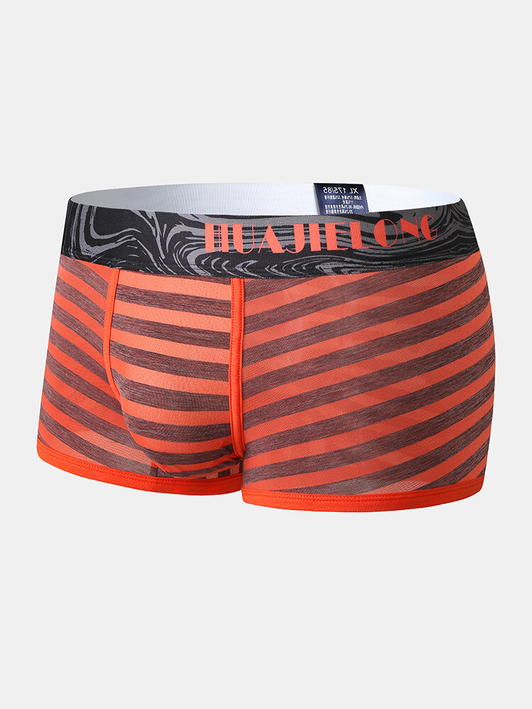 
	Ice Silk Striped Comfy Breathable Boxer Briefs For Men