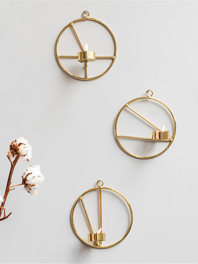 
	Nordic Style 3D Geometric Candlestick Metal Wall Candle Holder Sconce Home Decor