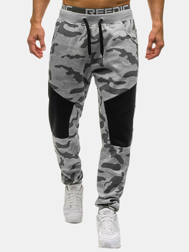 
	Mens Camo Drawstring Elastic Waist Slim Fit Fitness Jogging Casual Sport Pants