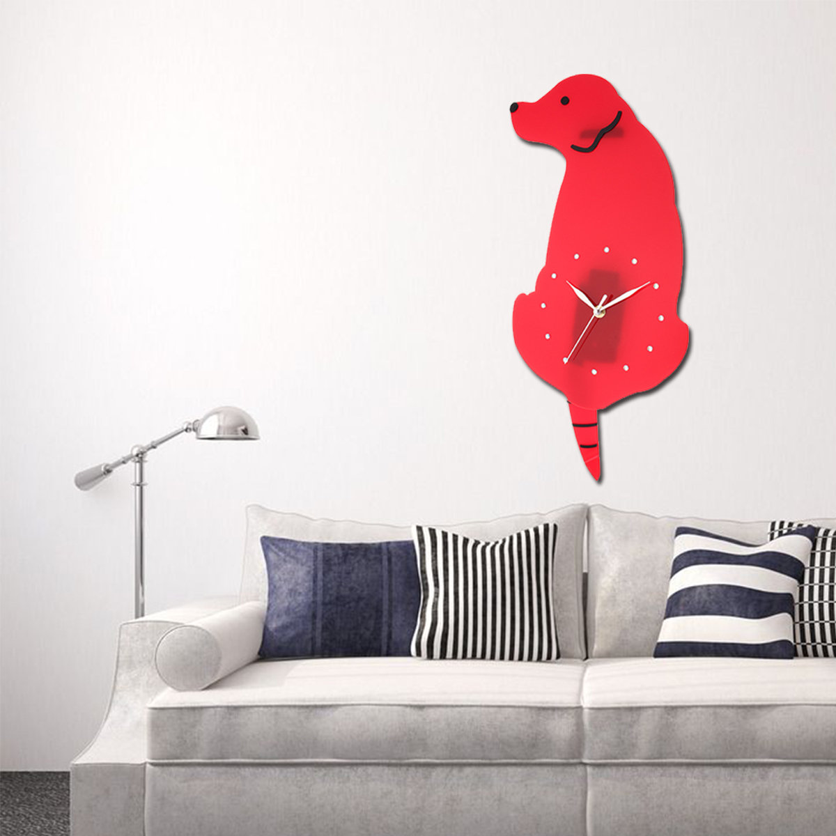 
	Ticking Animal Shaped Picture Wall Clock Swinging Tail Pendulum Battery Operated