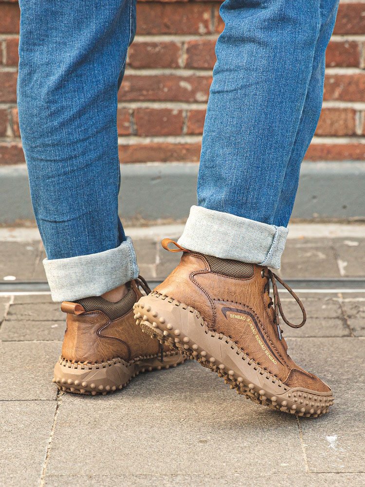 
	Menico Men Hand Stitching Outdoor Rubber Toe Cap Work Style Ankle Boots