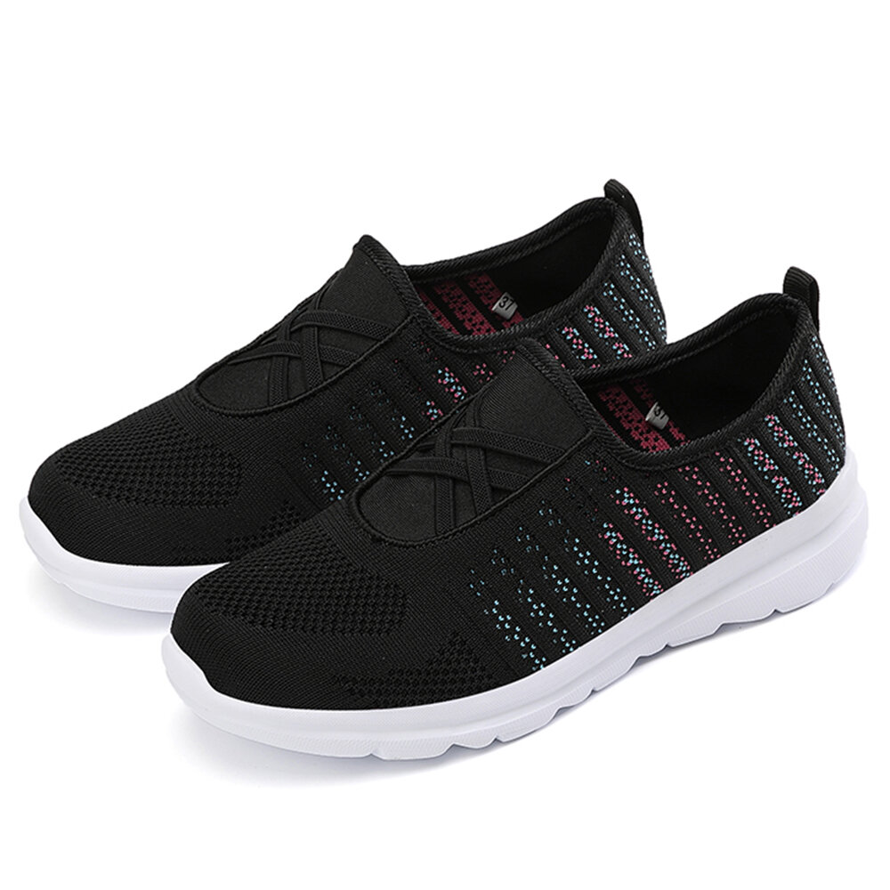 
	Women Breathable Knitted Comfy Slip On Casual Walking Sneakers