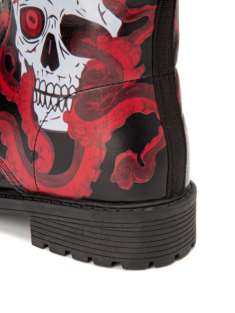 
	Men Halloween Skull Printing Funny Stylish Short-calf Boots