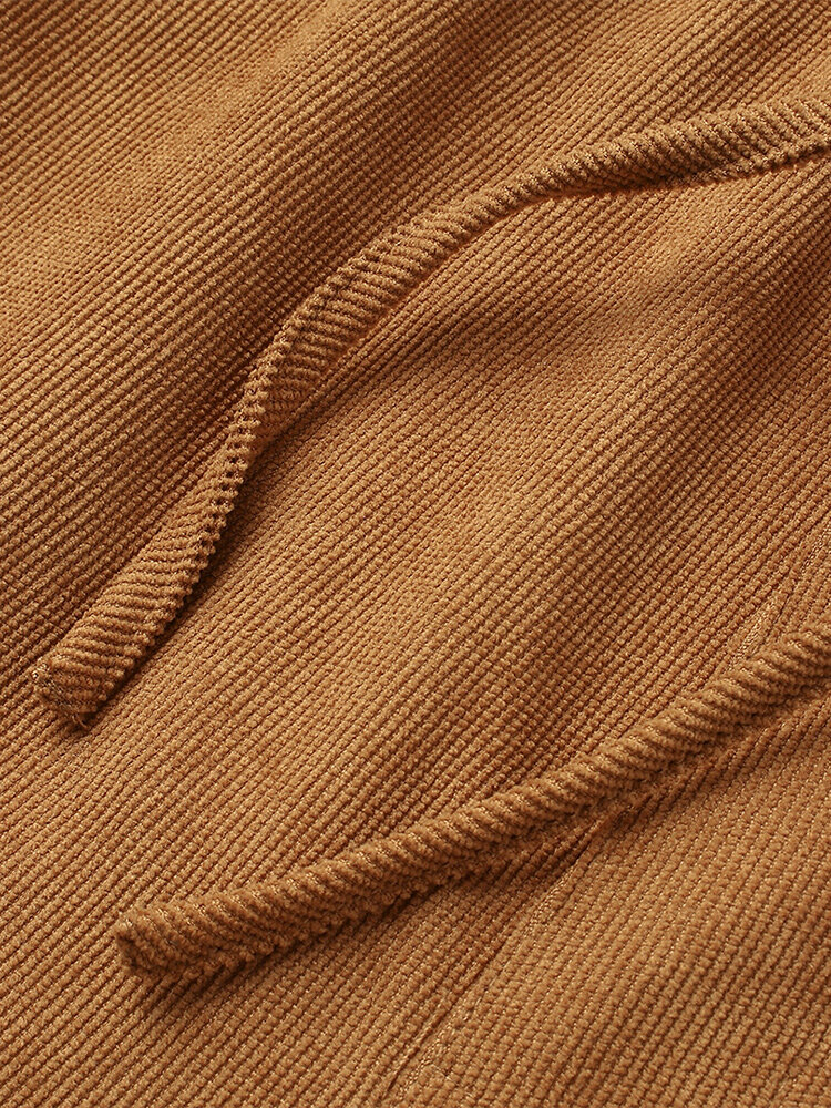 
	Mens Corduroy Solid Color Loose Fit Simple Elastic Cuff Drawstring Jogger Pants