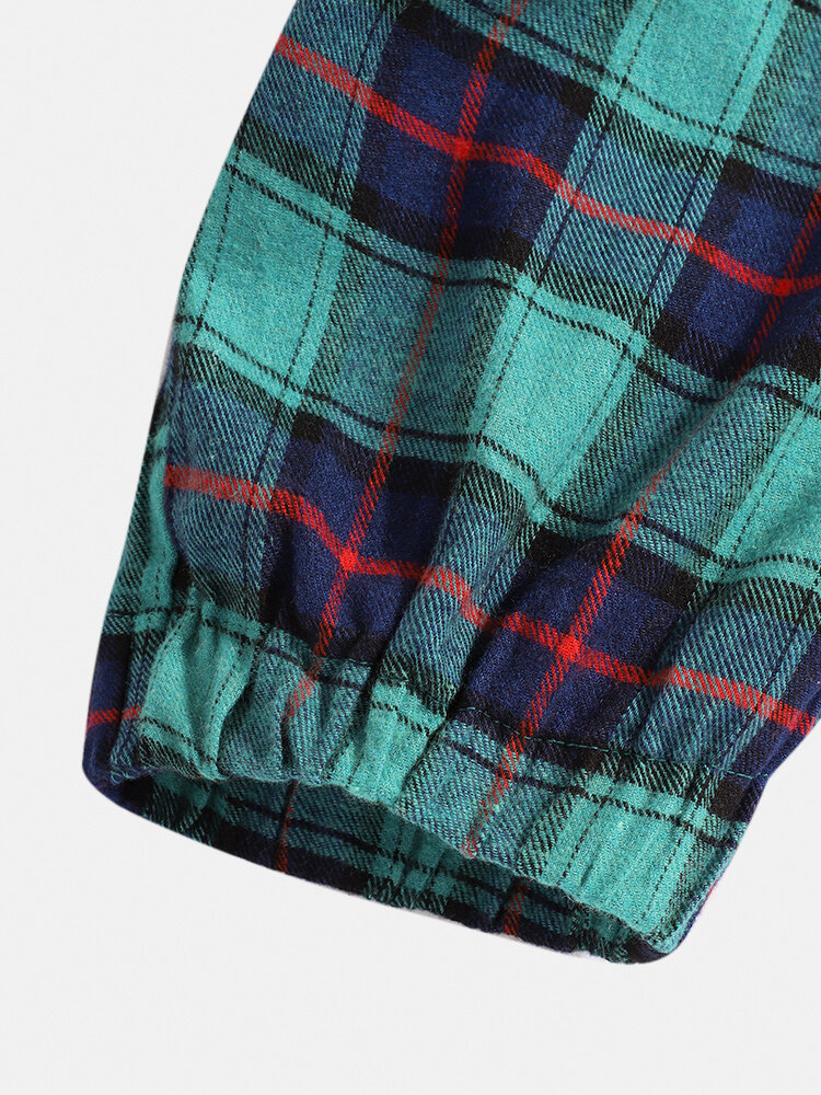 
	Mens 100% Cotton Check Side Patchwork Casual Drawstring Jogger Pants