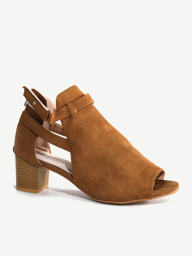 
	Chunky Heel Peep Toe Sandals