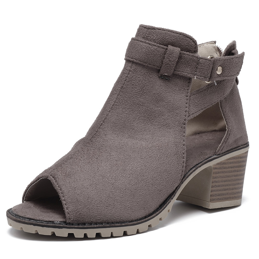 
	Chunky Heel Peep Toe Sandals