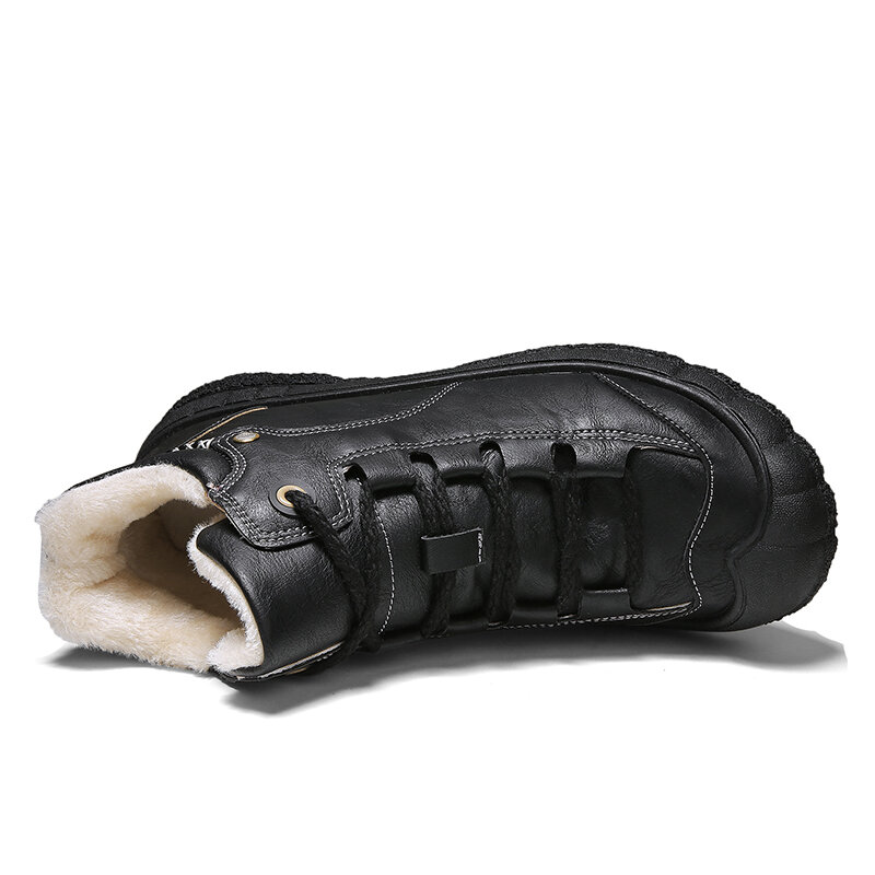 
	Men Rubber Toe Cap Non Slip Warm Lined Outdoor Hiking Ankle Boots