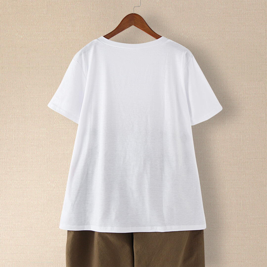 
	Giraffe Printed Short Sleeve V-neck T-shirt For Women