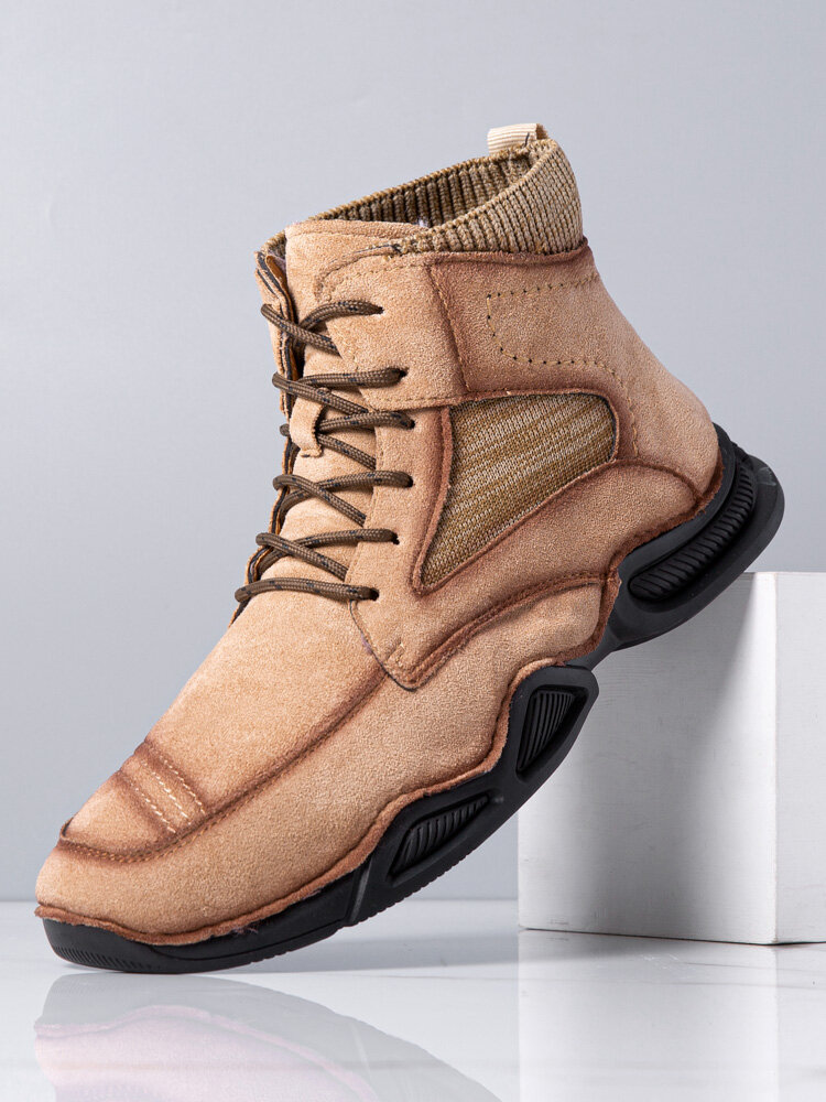 
	Menico Men Lace-up Soft Sole Non Slip Casual Ankle Sock Boots