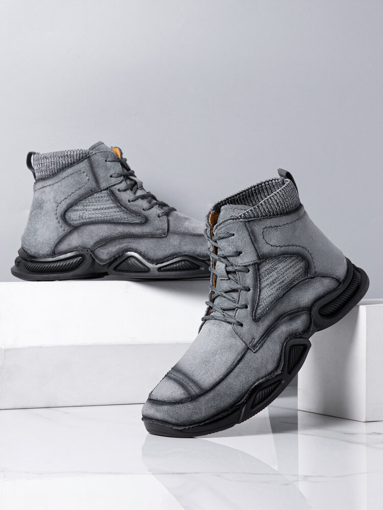 
	Menico Men Lace-up Soft Sole Non Slip Casual Ankle Sock Boots