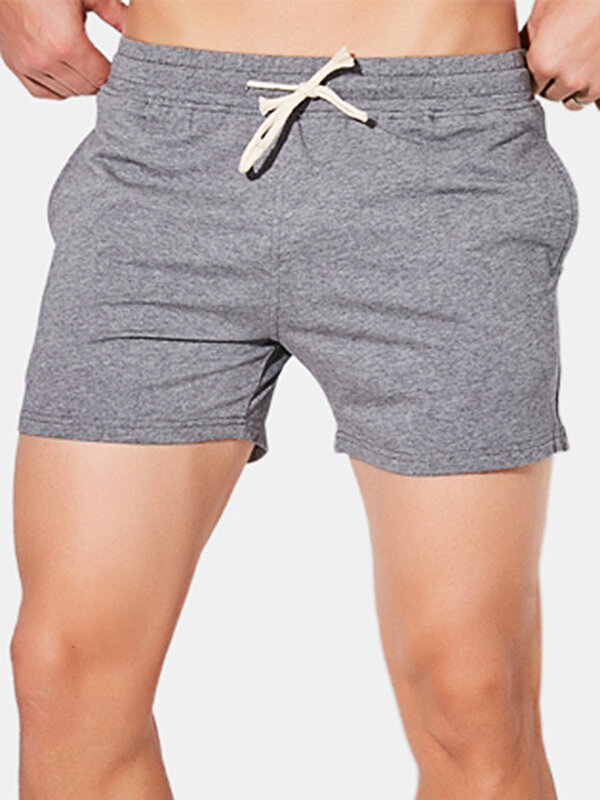 
	Mens 5 Colors Solid Color Home Boxer Shorts Middle Waist Breathable Athletic Shorts