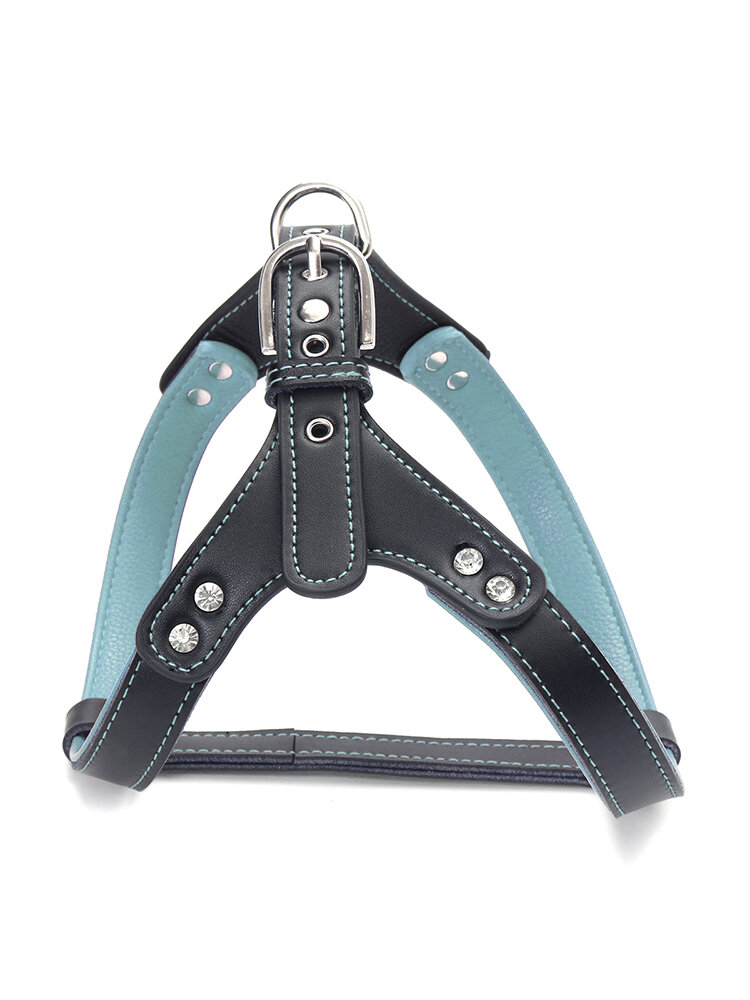 
	Genuine Leather Dog Harness Pet Puppy No Pull Dog Walking Harness Vest S M L