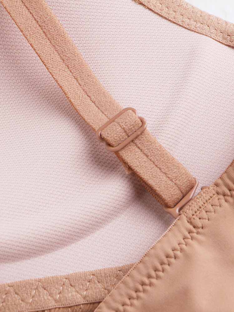 
	Women Wireless Lace Trim Push Up Double Spaghetti Straps Bra