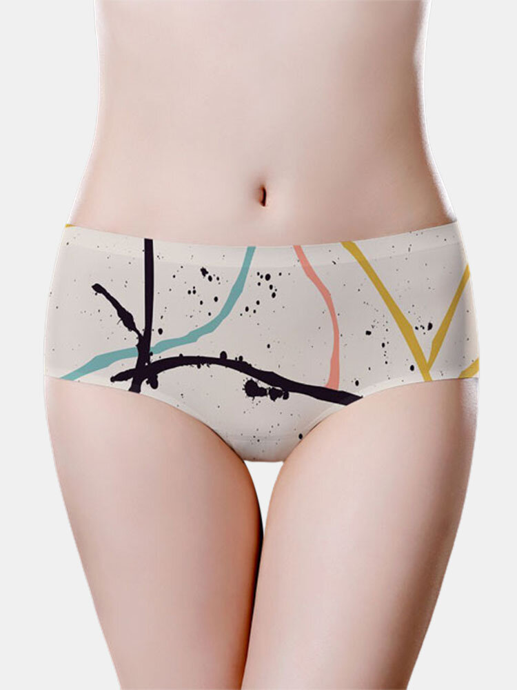 
	Women Print Seamless Breathable Full Hip Mid Waist Panty