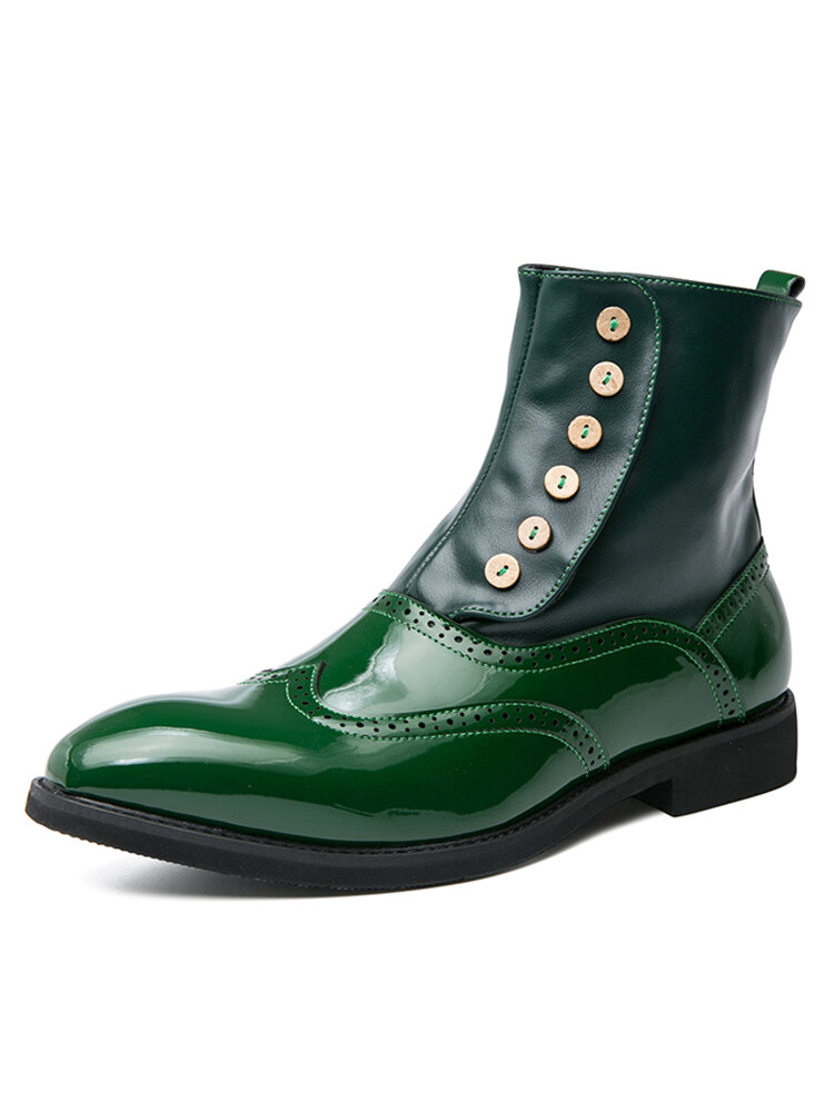 
	Men British Style Brogue Pointed Toe Dress Ankle Boots