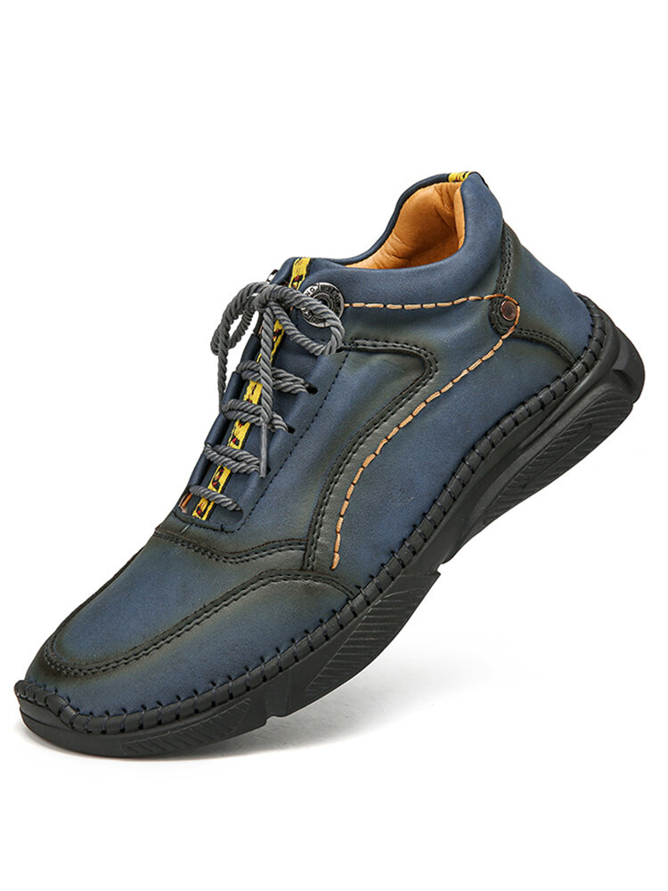 
	Men Hand Stitching Microfiber Leather Non Slip Warm Ankle Boots