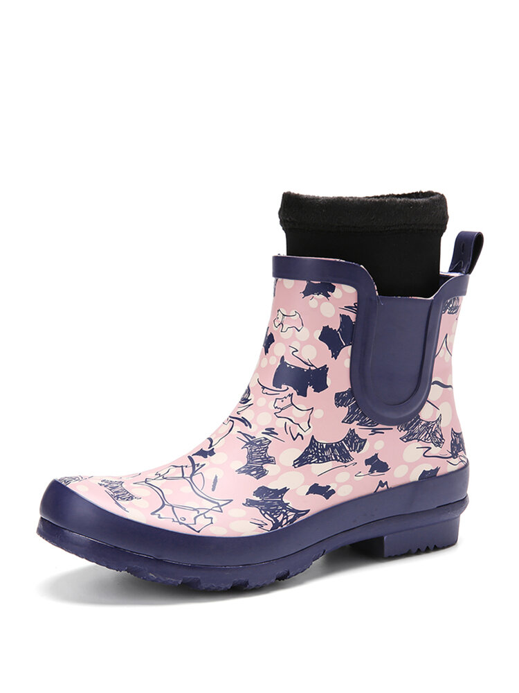 
	SOCOFY Natural Rubber Anti-slip Waterproof Chelsea Ankle Booties Rain Boots