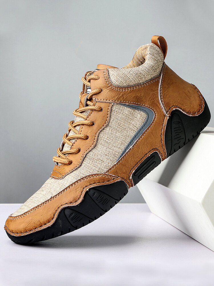 
	Men Microfiber Leather Splicing Non Slip Casual Ankle Boots