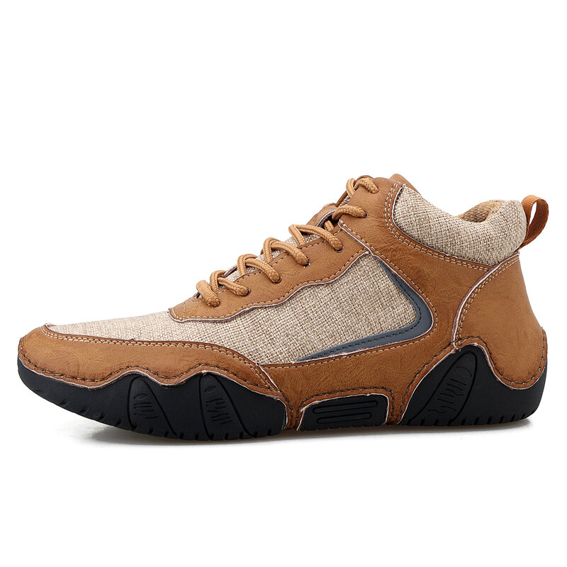 
	Men Microfiber Leather Splicing Non Slip Casual Ankle Boots