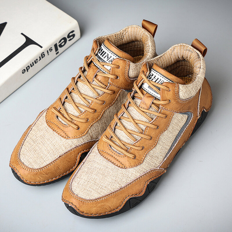 
	Men Microfiber Leather Splicing Non Slip Casual Ankle Boots