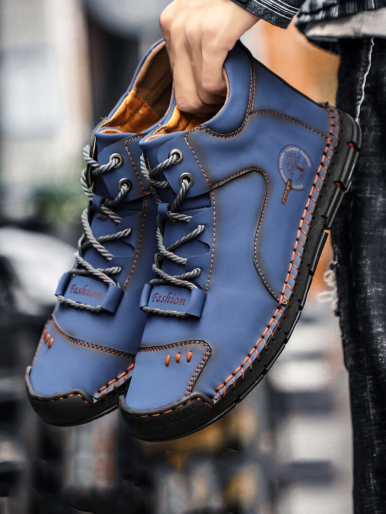 
	Men Hand Stitching Microfiber Leather Non Slip Ankle Boots