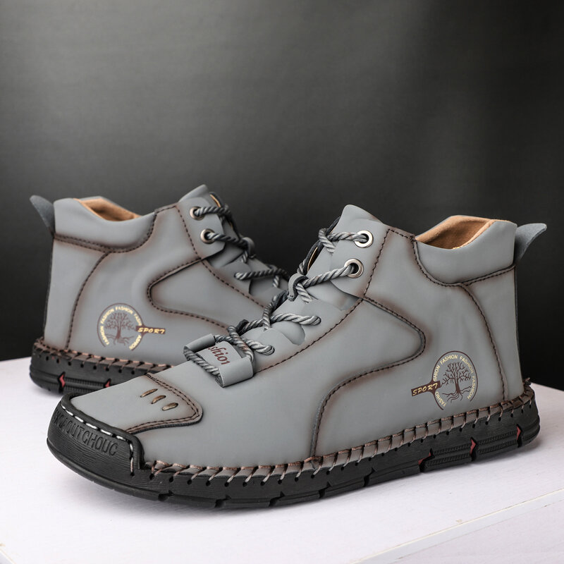 
	Men Hand Stitching Microfiber Leather Non Slip Ankle Boots