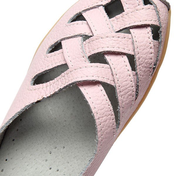 
	Big Size Soft Breathable Comfy Slip On Hollow Out Flat Shoes