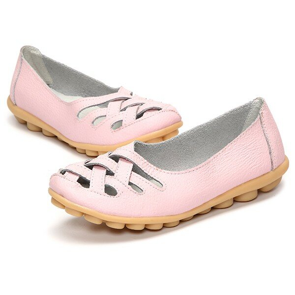 
	Big Size Soft Breathable Comfy Slip On Hollow Out Flat Shoes