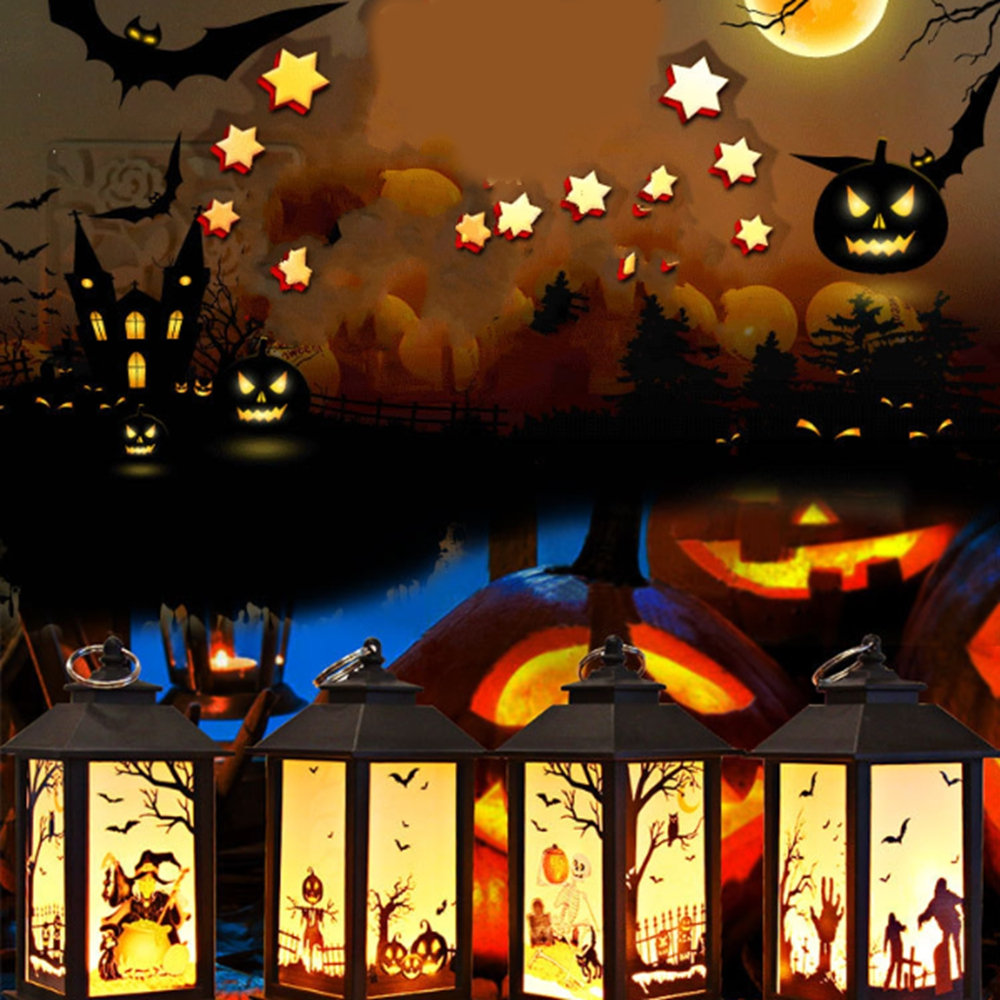 
	Battery Powered Hanging Lantern Holiday Light Pumpkin Flame Lamp for Home Halloween Decor DC4.5V