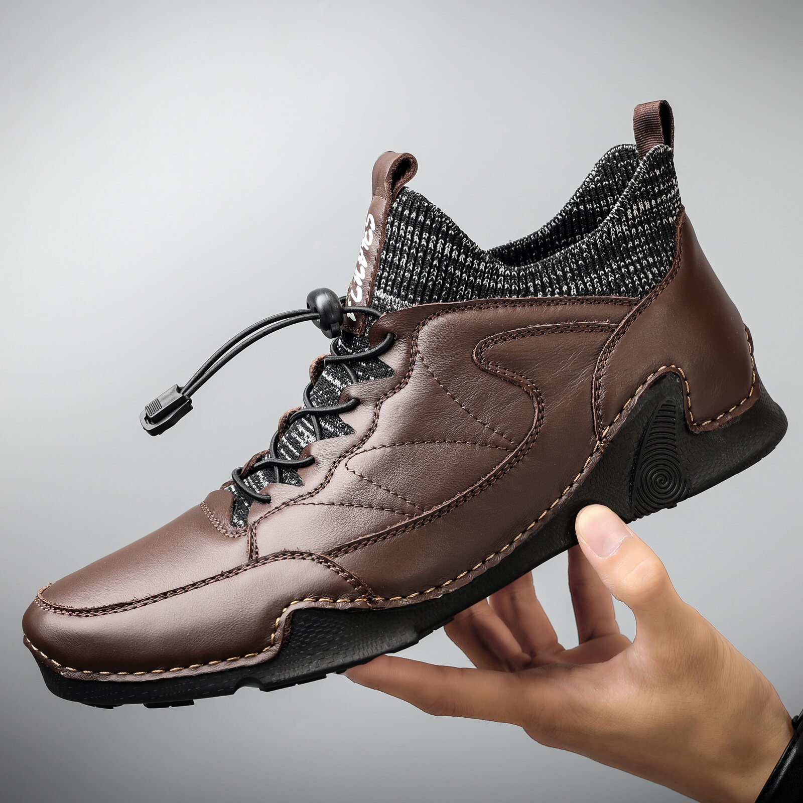 
	Men Soft Waterproof Stitching Non-slip Elastic Lace Casual Ankle Boots