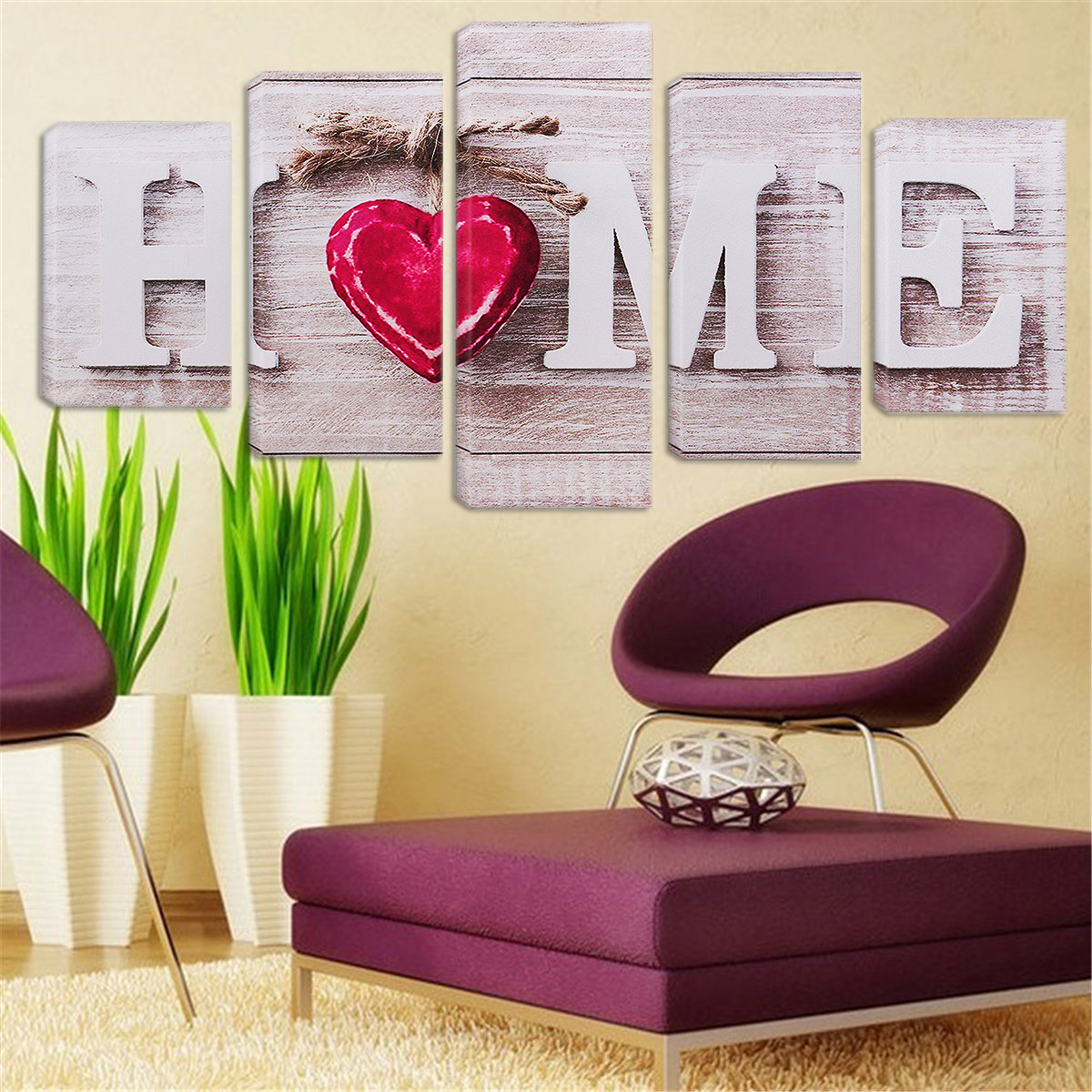 
	5Pcs Love HOME Canvas Painting Wall Art Bedroom Living Room Home Decor Unframed