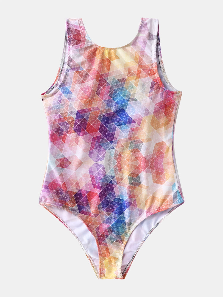 
	Plus Size Colorful Geometric Patterns Sleeveless One Piece Swimsuits