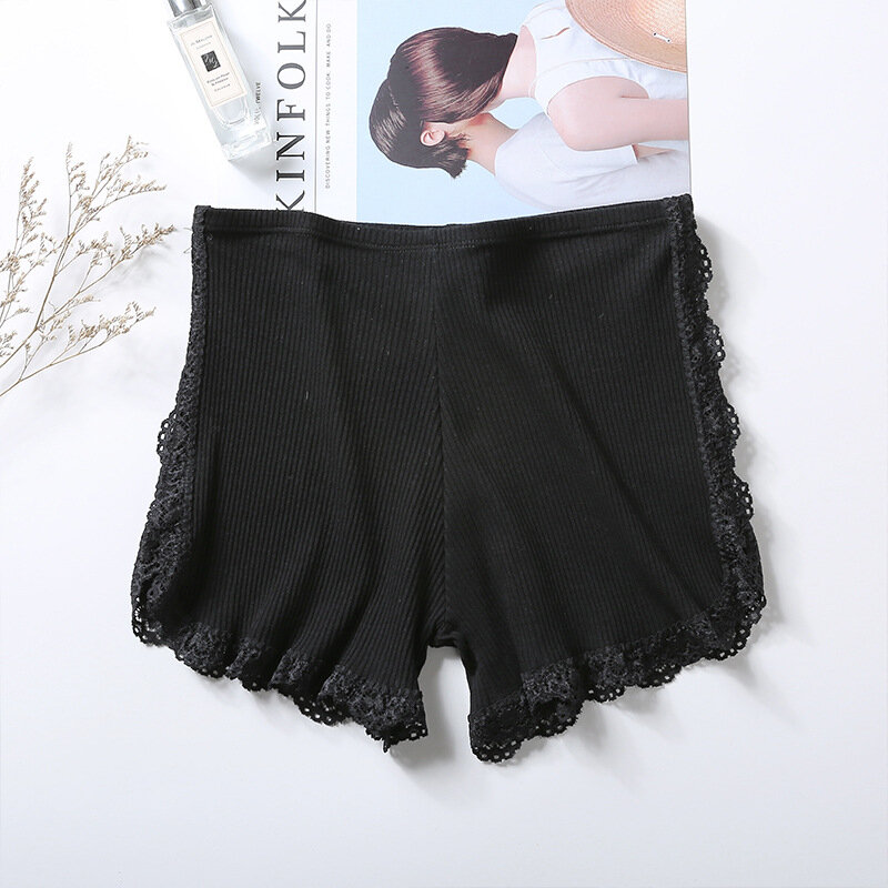 
	Cotton Lace-trim Soft Mid Waisted Boyshorts