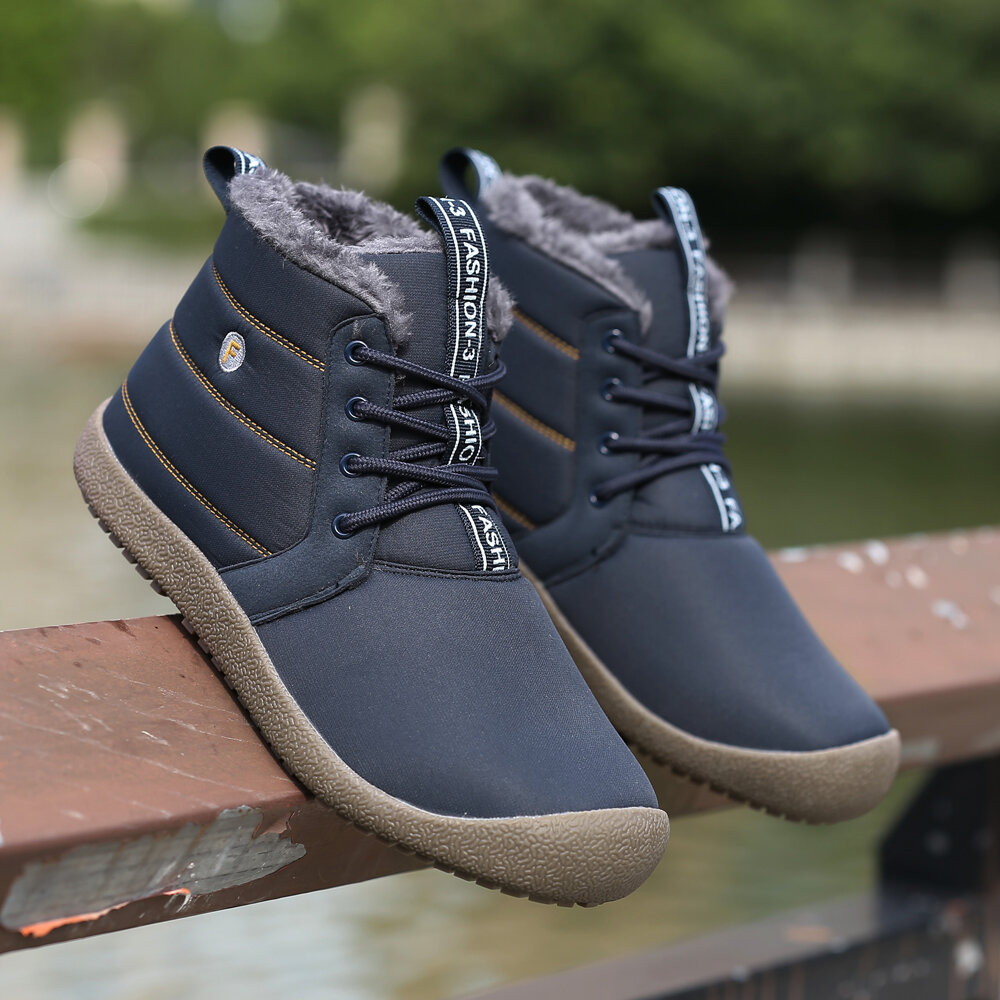
	Men Waterproof Non Slip Warm Plush Lining Lace Up Snow Boots