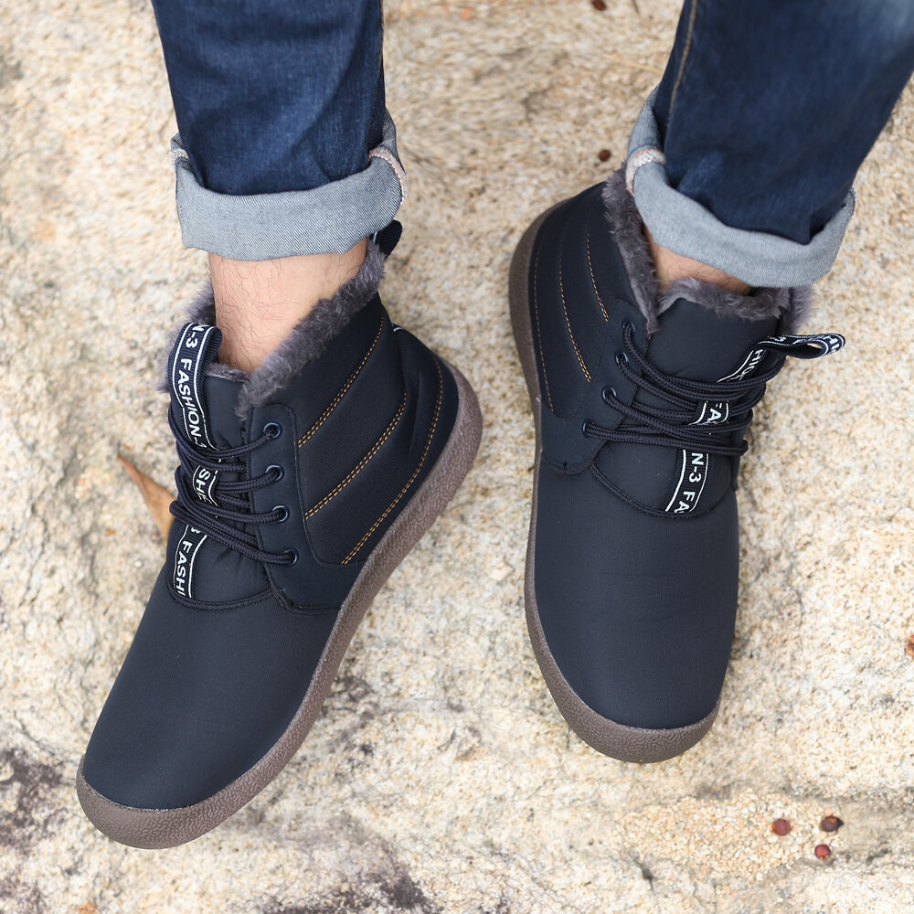 
	Men Waterproof Non Slip Warm Plush Lining Lace Up Snow Boots